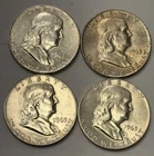 1963-D - LOT OF 4- Franklin Half Dollars - 67.0 MILLION MINTAGE- 90% Silver -50g
