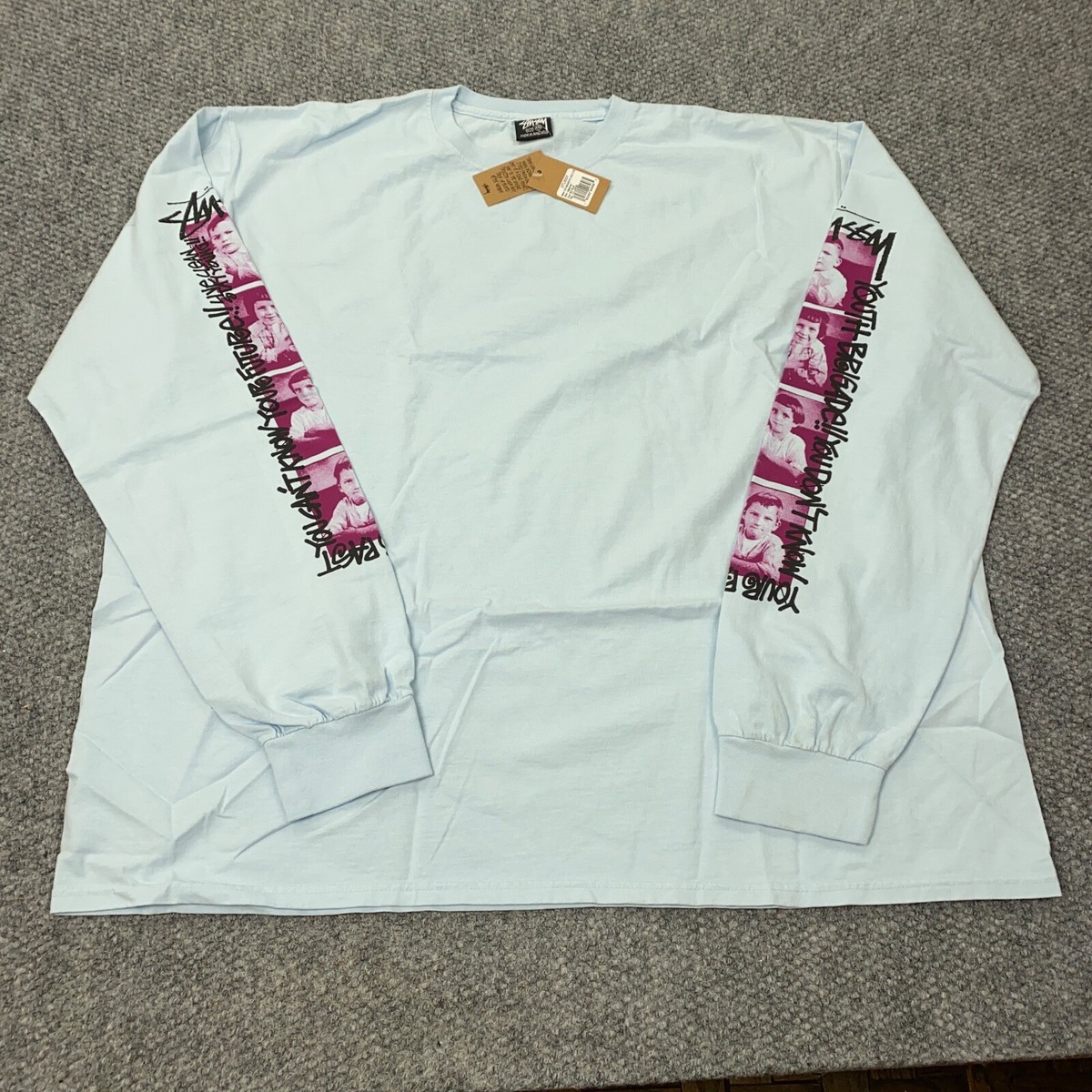 ★【STUSSY】★YOUTH BRIGADE PIGMENT DYED LS TE.E★ Stussy Youth Brigade LS Tee Mens Shirt XXL Sky Blue Pigment