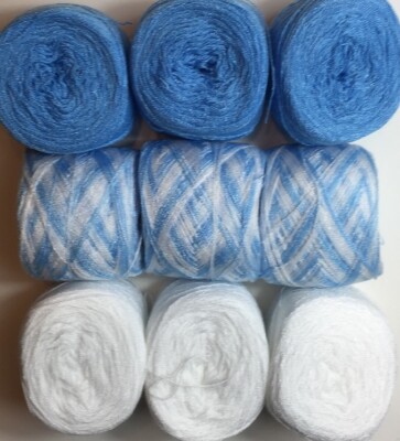 Lace yarn Crystal Colors 642-25-1, Acrylic Rayon. 900 yards per ball. 1 lot of 9