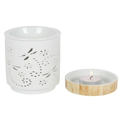 Dragonfly Matte Ceramic Oil Burner, Uses Tealight Candle, 13 cm high. Boxed. - Picture 1 of 3