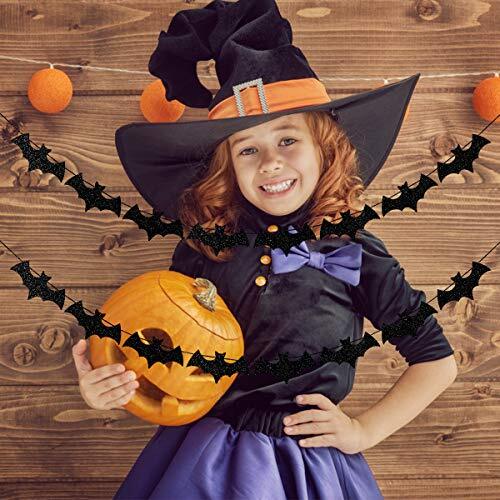 Schwarz Glitzer Fledermaus Girlande Halloween Fledermäuse Girlande Banner, Fledermaus Halloween Banner - Bild 3 von 6