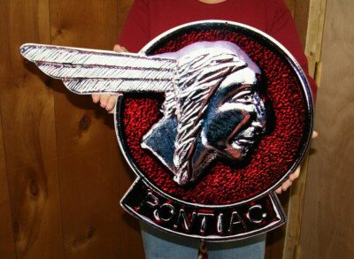 Pontiac Chief Head Vintage Emblem Steel Sign