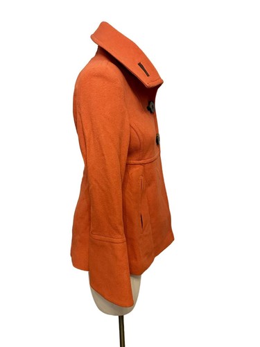 Jessica Simpson Womens Burnt Orange Wool Blend Button-Up Coat With Bell Sleeves - Picture 2 of 12