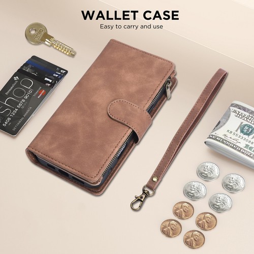 Zipper Leather Wallet Card Bag Case For iPhone 15 16 Pro Max 14 13 12 11 X XR XS - Picture 28 of 61