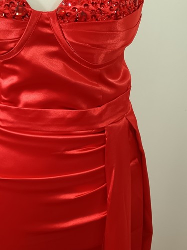 hebeos wedding / Prom Dress Red Gemstones Size 8 - 10 Ruched Sweetheart New - Picture 12 of 20