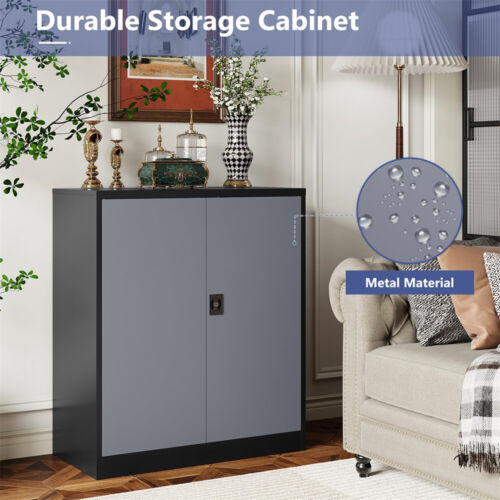 Locking Metal Storage Cabinet Garage Cabinet with Shelf and Door for Home Office - Picture 2 of 7