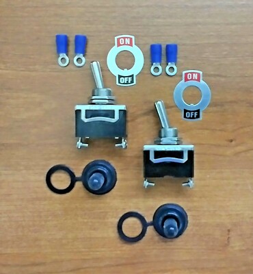 2 BBT Brand On/Off 12 volt, 20 amp Toggle Switches with Screw Terminals & Boots