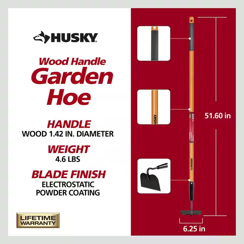 51 In. L Wood Handle Garden Hoe Outdoor Gardening Tool - Picture 2 of 8