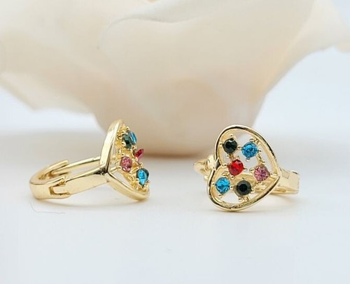 Luxury Huggies Hoop Earrings Multi colors stones heart - Picture 4 of 4
