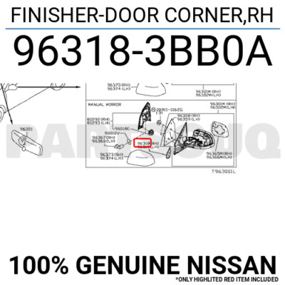 renanaページ 963183BB0A Genuine Nissan FINISHER-DOOR CORNER,RH 96318-3BB0A | eBay