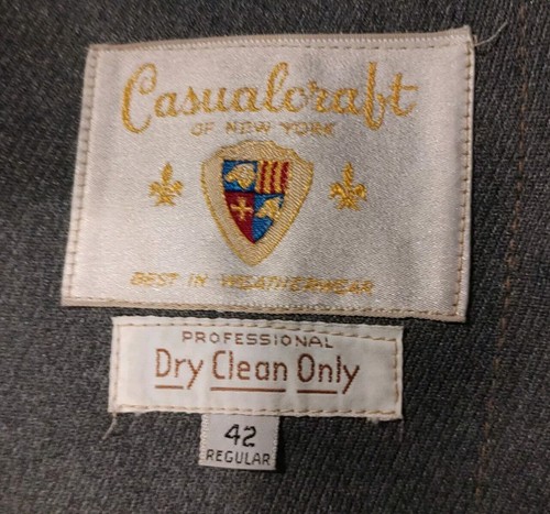 Vintage Casualcraft of New York Men's Gray Textured Polyster Overcoat Size 42R - Picture 3 of 5