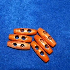 6 Pcs Medium Brown Color Barrel Shape Toggle Buttons 1 1/8"  for Sweater Jacket 