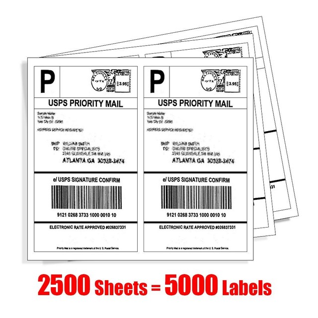 5000 half sheet labels 8 5x5 5 blank self adhesive for ebay usps blank rate confirmation sheet