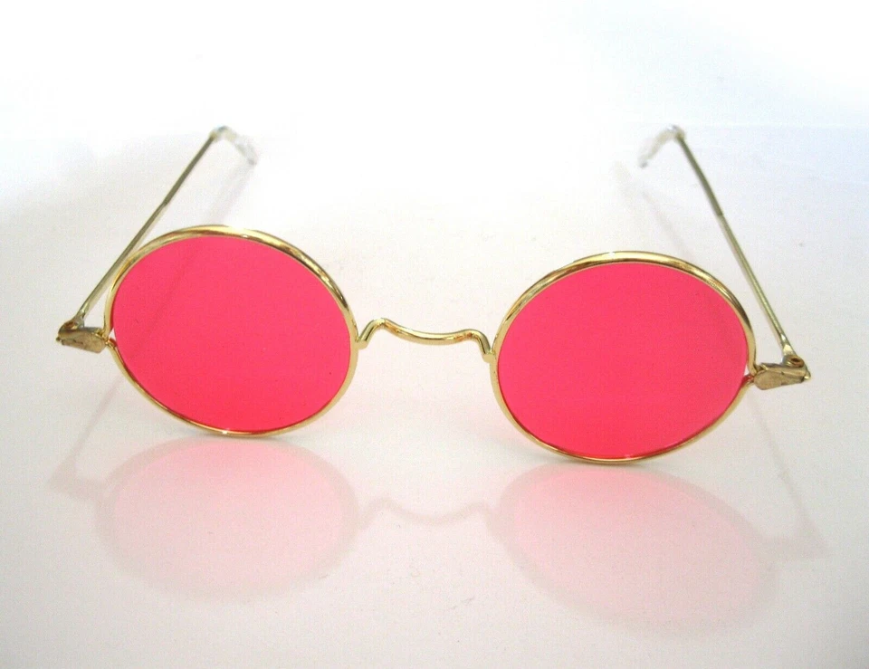 Hippie Wire Frame Pink Lense Glasses 60s 70s costume retro style stage peace - Image 4 of 4