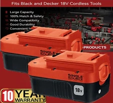 18V 2pack Ni-MH Battery for Black and Decker Firestorm 18 Volt Cordless Drill