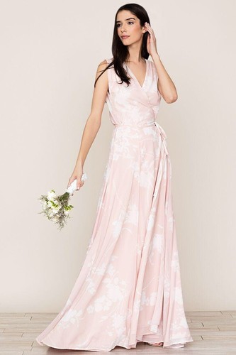 ANTHROPOLOGIE BHLDN Talla M YUMI KIM DAMA DE HONOR SASHAY AWAY VESTIDO MAXI ENVOLVENTE RUBOR - Imagen 6 de 7