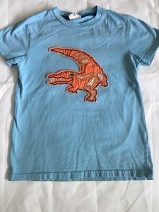 Mini-Boden-Applique-Boys-9-10-Shirt-T-shirt-Blue-Orange-Alligator-9-10yrs