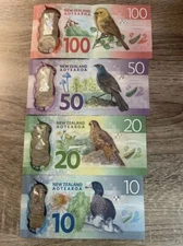 4 Banknotes 10+20+50+100 Dollars New Zealand Polymer Note. 4 Bills Currency CIR.