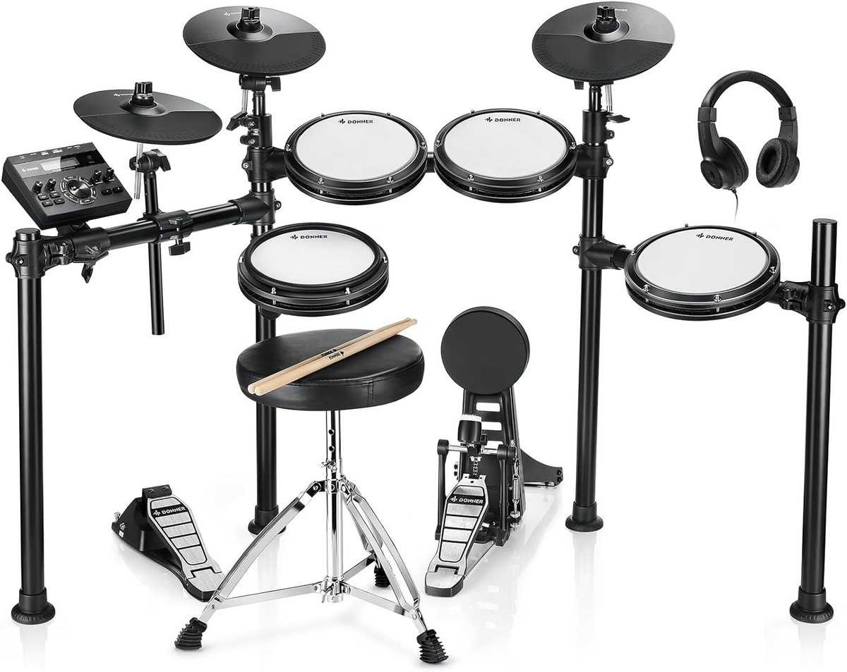 Donner DED-200 Electric Drum Kit Set Quiet Mesh Pads Dual Zone