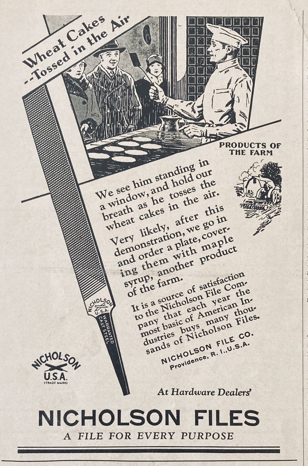 1929 AD.(XH66)~NICHOLSON FILE CO. PROV., RI. NICHOLSON FILES | eBay