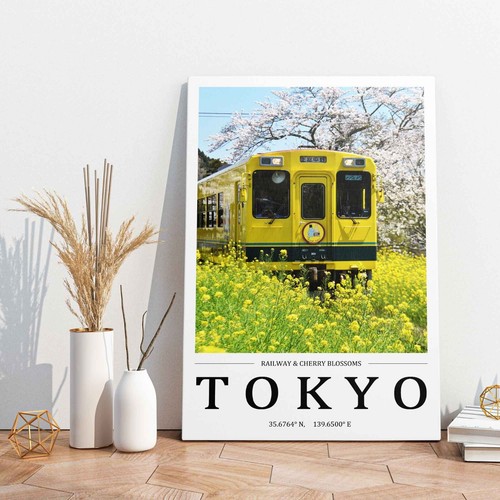Japan Tokio Eisenbahn & Kirschblüten gestreckte Leinwand oder ungerahmte Posterkunst - Bild 10 von 12