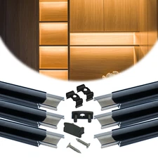 Muzata 6P 3.3FT/1M Black LED Channel with Transparent Smoky Black Cover Len U1SW