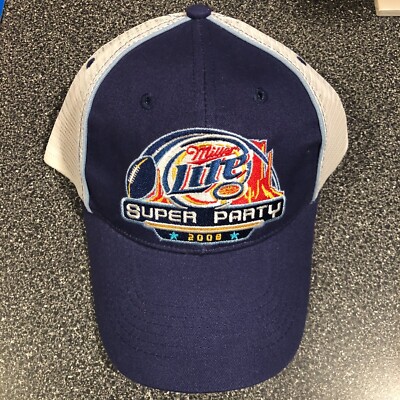 Miller Lite Beer Football 2008 Super Party Trucker Hat Baseball Cap NFL Mesh NEW