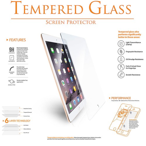 Tempered Glass Screen Protector for iPad 2018 2017 5 6 Air 1 Air 2 9.7 - 第 1/9 張圖片