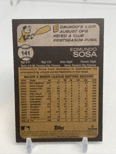 2022 HERITAGE EDMUNDO SOSOSA CARDINALS PHILLIES FIRMATO #141 - Foto 2 di 2