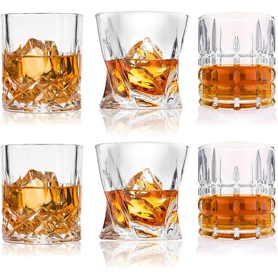 Premium Scotch Glasses Set 6 Old Fashioned Whiskey Bourbon Rum Tumbler 10/11oz