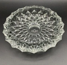 1960'S Vintage Crystal Diamond Cut Ashtray Heavy 4 slot Cigarette Cigar 7"
