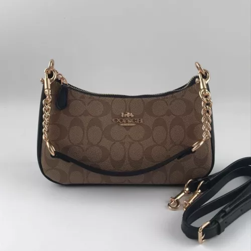 Coach Teri Shoulder Bag CA548 in Signature Canvas Dark Brown Outlet New