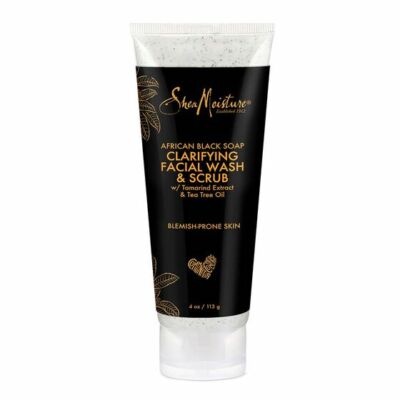 Shea Moisture Clarifying Facial Wash & Scrub, African Black Soap, 4 oz (113 g)