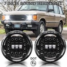 For 1970-1995 Land Rover Range Rover Classic DOT 7" Round Black LED Headlights++