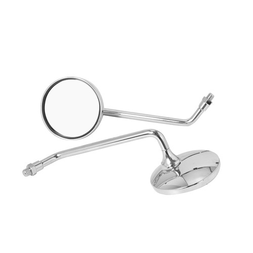 8mm Round Motorcycle Mirrors Long Stem Chrome Fit For Harley Cafe Racer Chopper - Picture 8 of 12