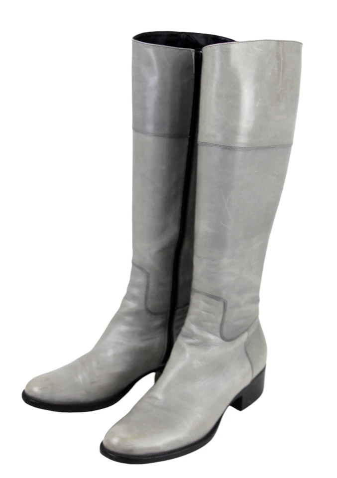 BOTAS COLISEE DE SACHA GRIS CUERO GENUINO TACÓN BAJO PUNTA REDONDA CREMALLERA LATERAL Talla 37.5 Foto 2 de 4