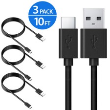 3x 10FT USB-C Cable Type C Charger For Samsung Galaxy S8 S9 S10 Plus Note 8 9 10