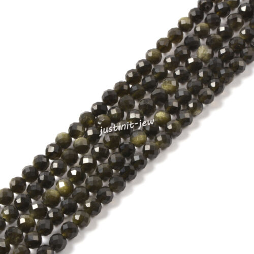 3.7mm to 4.7mm Faceted Gemstone Round Loose Bead DIY Jewelry Making Strand 15.5" - Picture 154 of 466