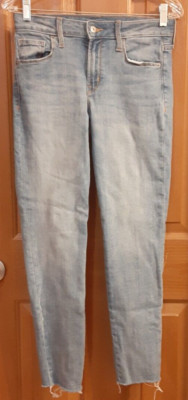 Old Navy Rockstar Super Skinny Midrise Ankle Unhemmed Blue Jeans Misses Size 4
