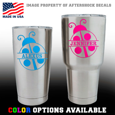 Ladybug Monogram Split Name Decal for YETI Rambler Tumbler Girl Sticker  pack