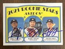 PAREDES BLAKE TAYLOR JONES Signed 2021 Topps Heritage BASEBALL CARD #211 RC AUTO