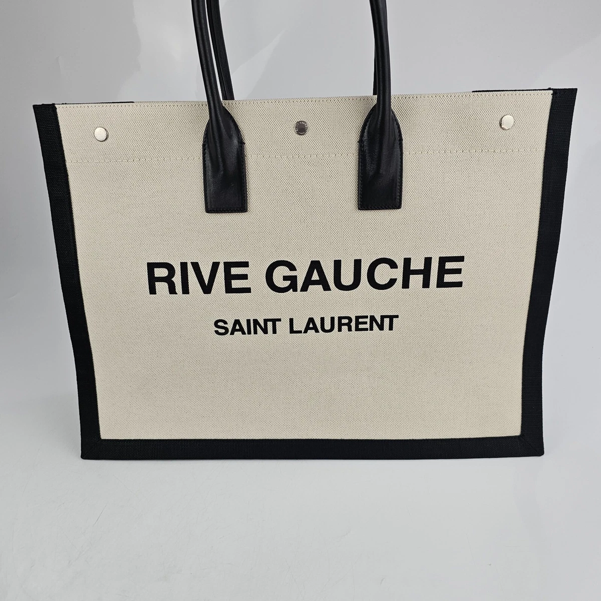 Yves Saint Laurent Rive Gauche Linen Bucket Bag White