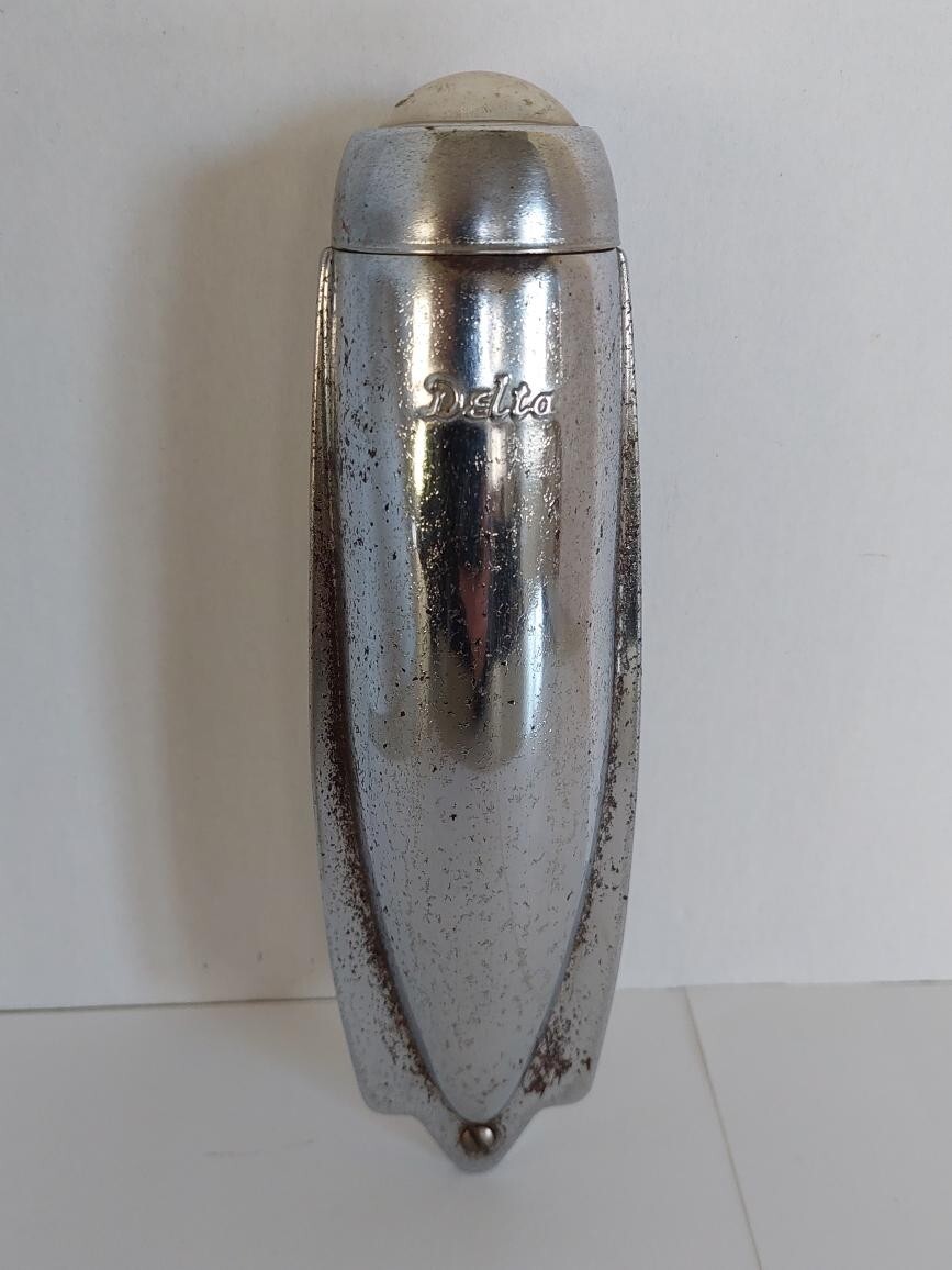 Vintage Delta Bicycle HEAD LIGHT Chrome /White * Bike Torpedo Headlight