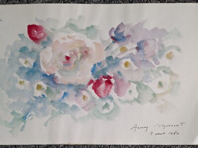 Original französisches Aquarell Gemälde signiert von Henry-Hubert BLYWEERT 1910-1980