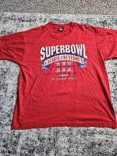VINTAGE 1993 SCREEN STARS BEST TSHIRT Mens XL Red Superbowl Calorie Countdown