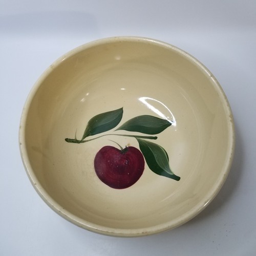 Vintage Watt 73 Ofengeschirr Apfel Keramik Kunst Servierschale Blätter grüne Streifen USA - Bild 2 von 6