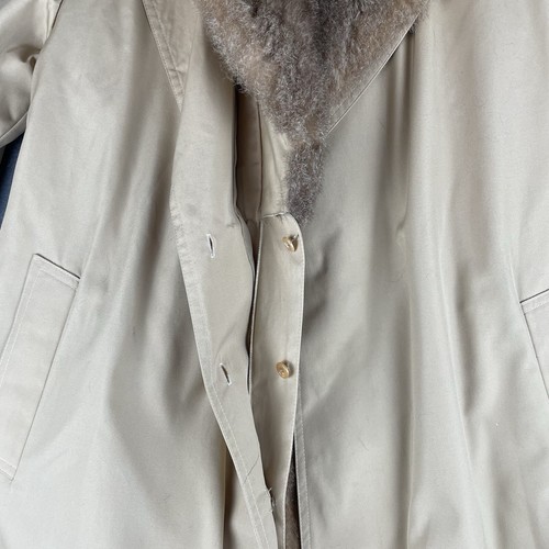 VTG Fur Lined Trench Coat Sz 12 Fox Tan Long Removable EUC - Picture 8 of 15