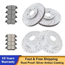 Front Rear Drilled Rotors Brake Pads Kit for 2011-2015 Hyundai Sonata Kia Optima