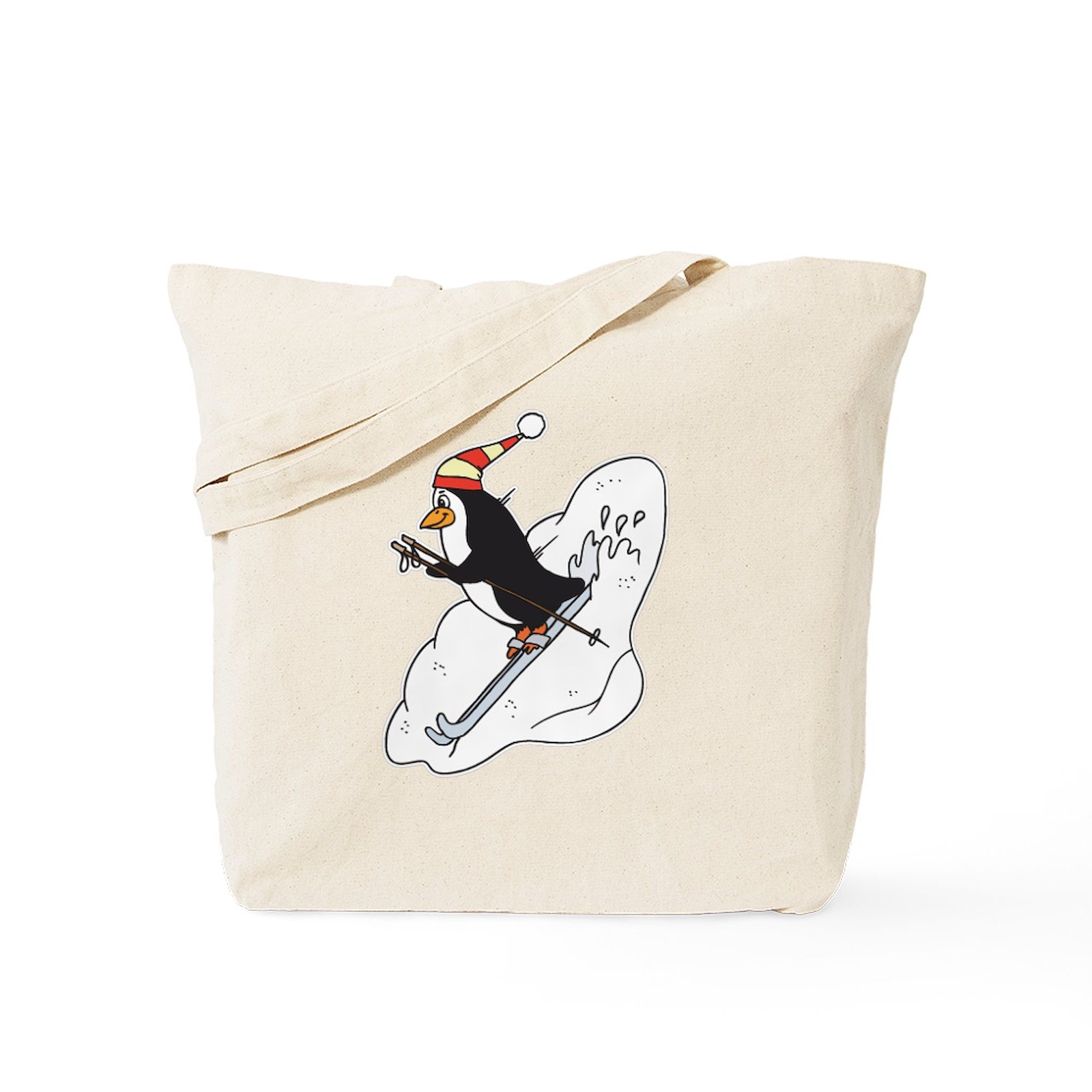 CafePress Happy Skiing Penguin Tote Bag (174472676)