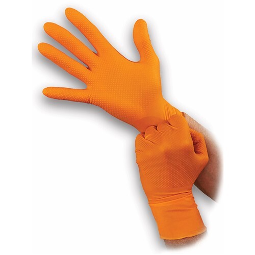 Guantes desechables sin nitrilo sin polvo naranja súper resistentes 8mil con di agresivo - Imagen 1 de 3